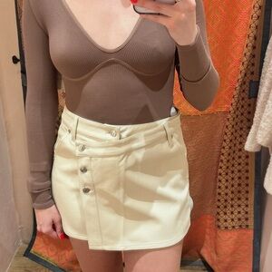 Free people leather Cream Skirt